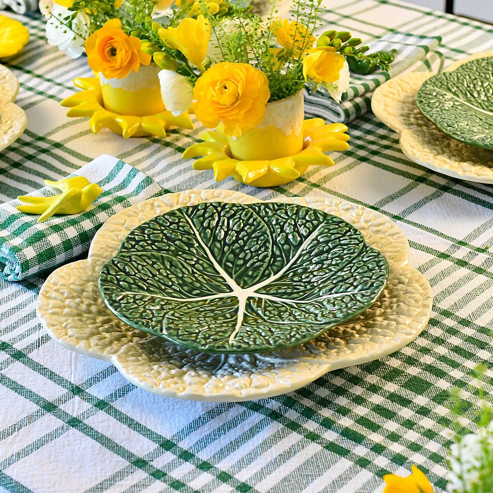 Grande assiette blanche en forme de chou I Vaisselle portugaise Assiette en céramique en forme de choux 31 cm - Blanc cassé