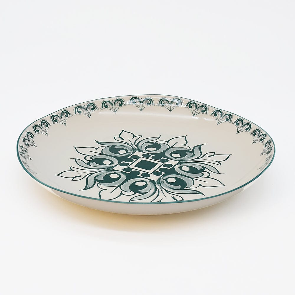 Grande assiette en céramique motifs azulejos verts Assiette en céramique "Brasão" 27cm - Verte
