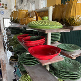 Grande assiette en forme de feuille de chou I Vaisselle portugaise Assiette en céramique en forme de chou 31 cm - Verte