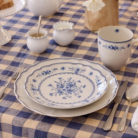 Grande assiette en grès en forme de feuille de chou Assiette en grès "Vila" 21cm - Blanc