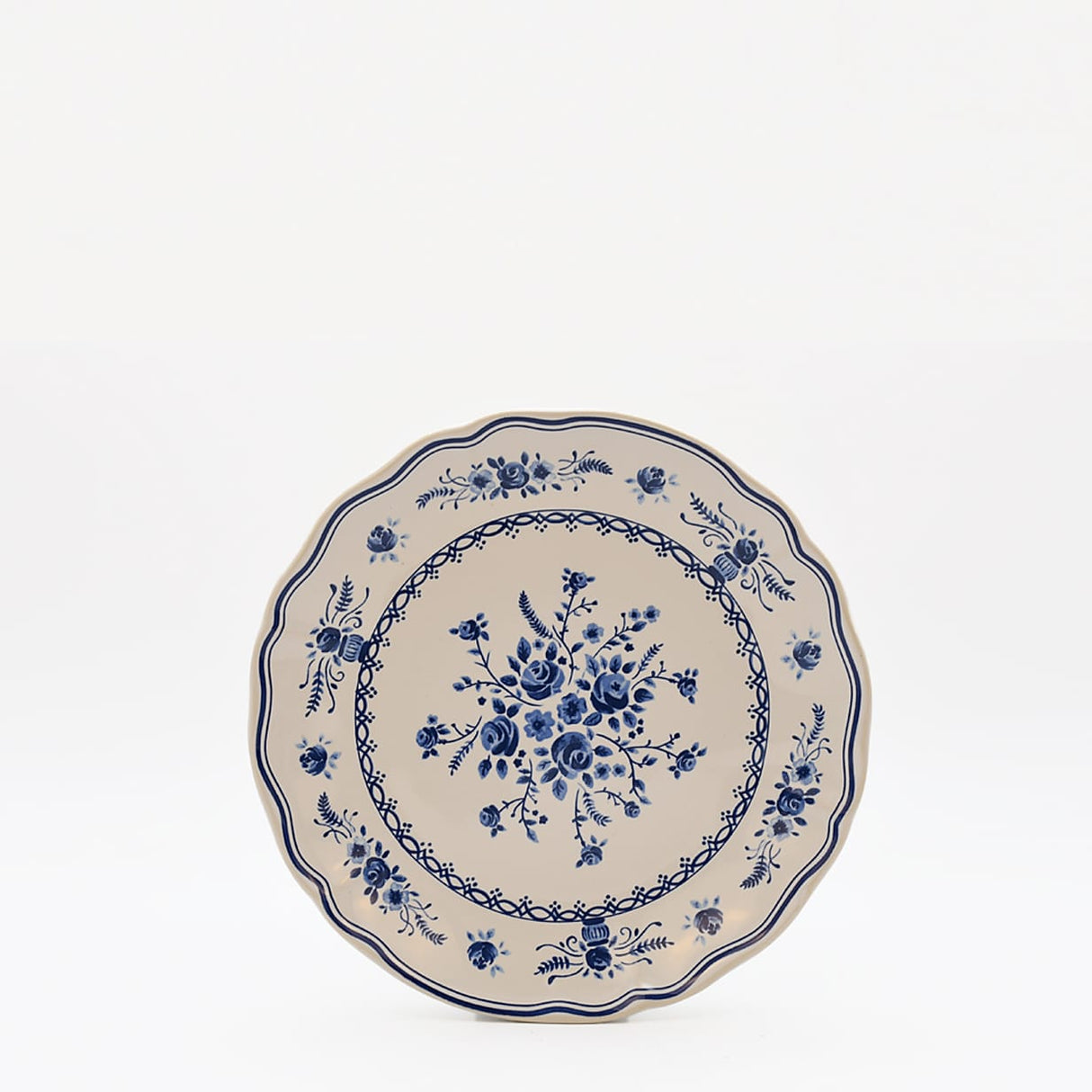 Grande assiette en grès en forme de feuille de chou Assiette en grès "Vila" 21cm - Blanc