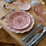 Grande assiette en grès en forme de feuille de chou Assiette en grès "Vila" 21cm - Rose