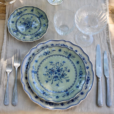 Grande assiette en grès en forme de feuille de chou Assiette en grès "Vila" 21cm - Vert