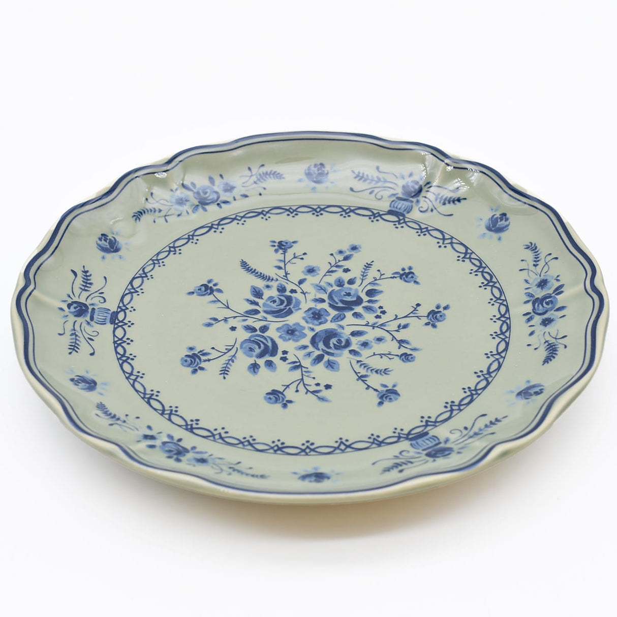 Grande assiette en grès en forme de feuille de chou Assiette en grès "Vila" 21cm - Vert