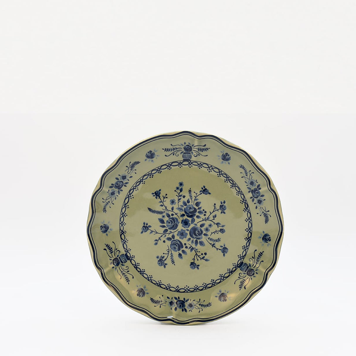 Grande assiette en grès en forme de feuille de chou Assiette en grès "Vila" 21cm - Vert