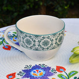 Grande tasse portugaise motifs azulejos verts et blancs Grande tasse en céramique "Padrão" - Verte