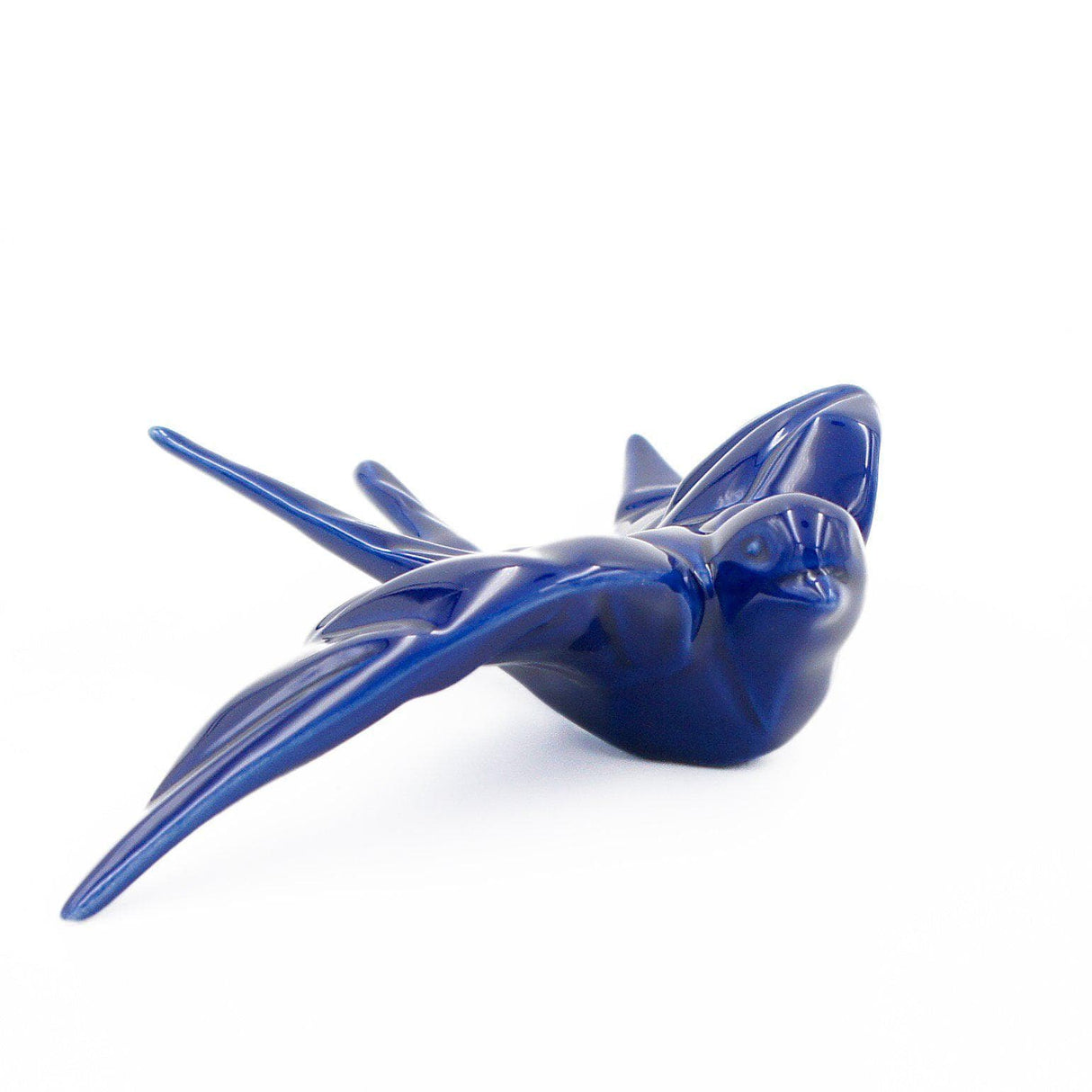 hirondelle en céramique stylisée et modernisée bleue cobalt, dans sa boîte cadeau Luisa Paixão.  Coffret hirondelle stylisée - Bleu Cobalt