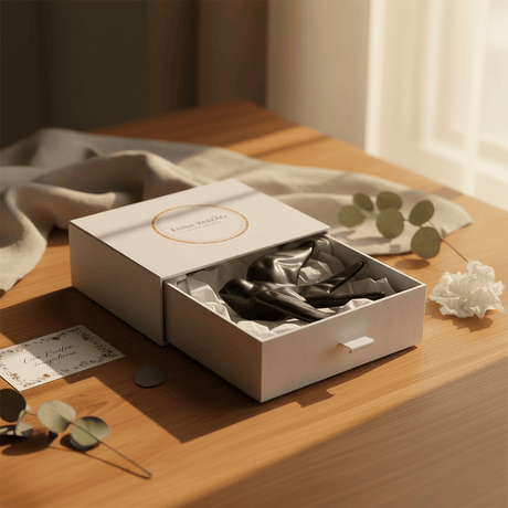 hirondelle en céramique stylisée et modernisée noire mat, dans sa boîte cadeau Luisa Paixão.  Coffret hirondelle stylisée - Noir mat
