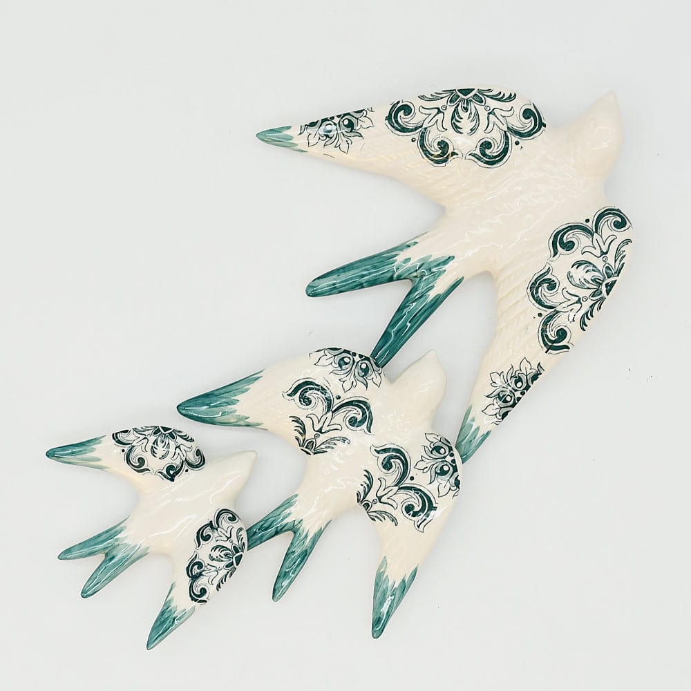 Hirondelle en céramique verte motifs Azulejos Hirondelle en céramique "Azulejos" - Verte