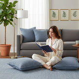 Housse de coussin bleu ciel de grandes dimensions Housse de coussin artisanale 60x60 - Bleu ciel