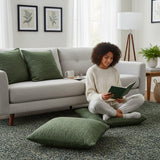 Housse de coussin grise en coton du Portugal  Housse de coussin artisanale 60x60 - Vert moyen