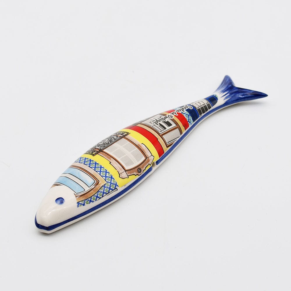 Magnet en céramique traditionnelle de Portugal  I Jaune Sardine en céramique "Janelas"