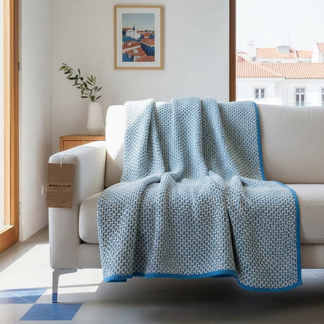 Maxi Plaid en coton Turquoise Mezinas d'Aire Maxi Plaid en coton - Turquoise