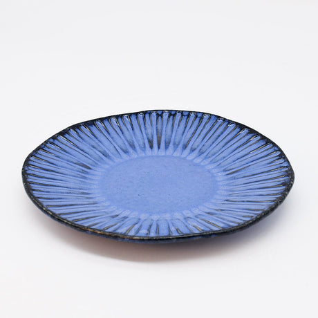 Mug blanc en grès de la collection portugaise Amazonia Assiette en grès "Vieira" - Bleue