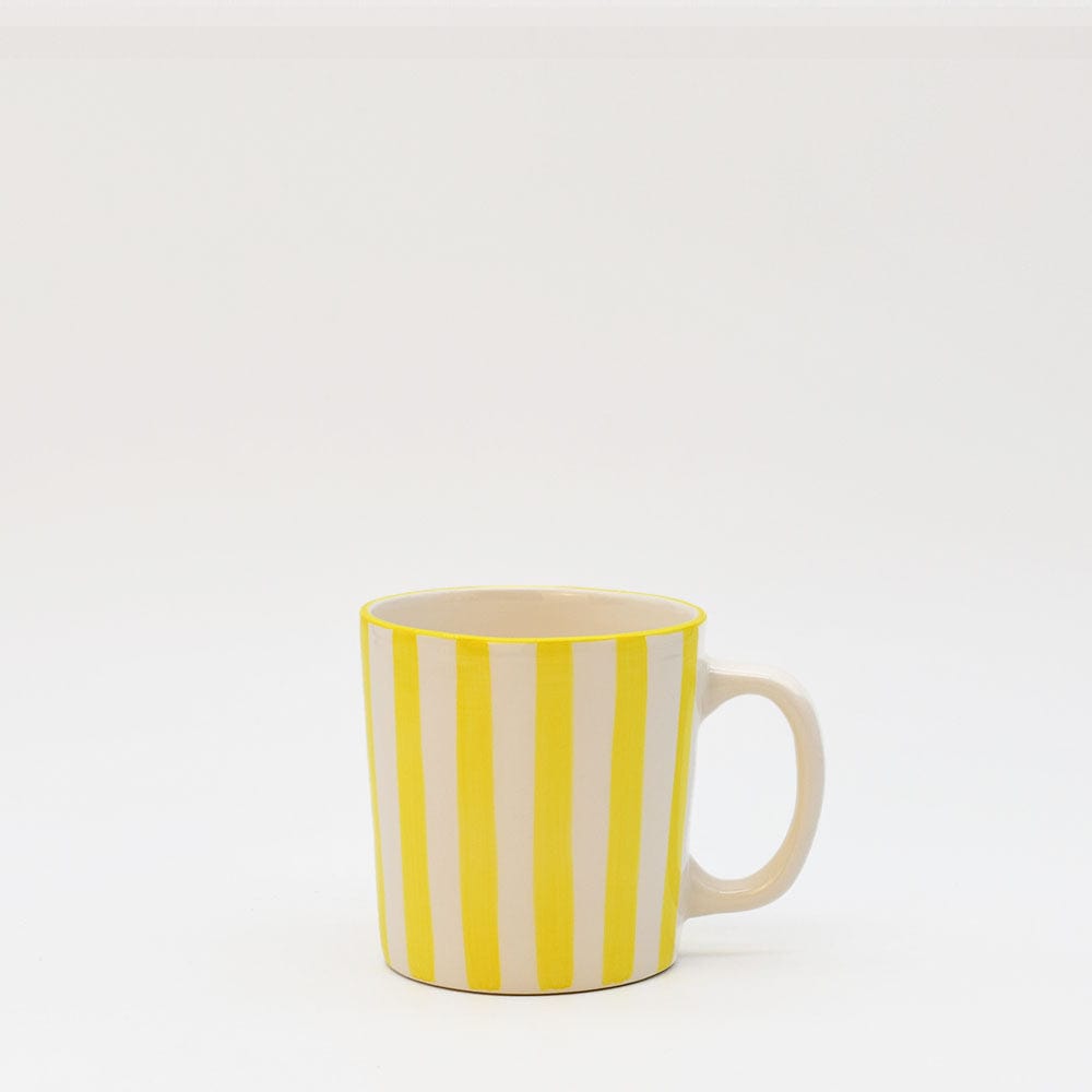 Mug en céramique portugaise rayé jaune et blanc Mug rayé "Costa Nova Mar" - Jaune