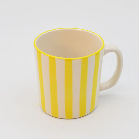 Mug en céramique portugaise rayé jaune et blanc Mug rayé "Costa Nova Mar" - Jaune