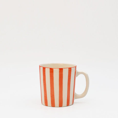 Mug en céramique portugaise rayé orange et blanc Mug rayé "Costa Nova Mar" - Rouge