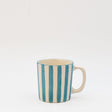 Mug en céramique portugaise rayé turquoise et blanc Mug rayé "Costa Nova Mar" - Turquoise