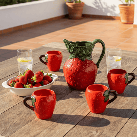 Mug en forme de fraise I Céramique portugaise Mug en céramique en forme de fraise