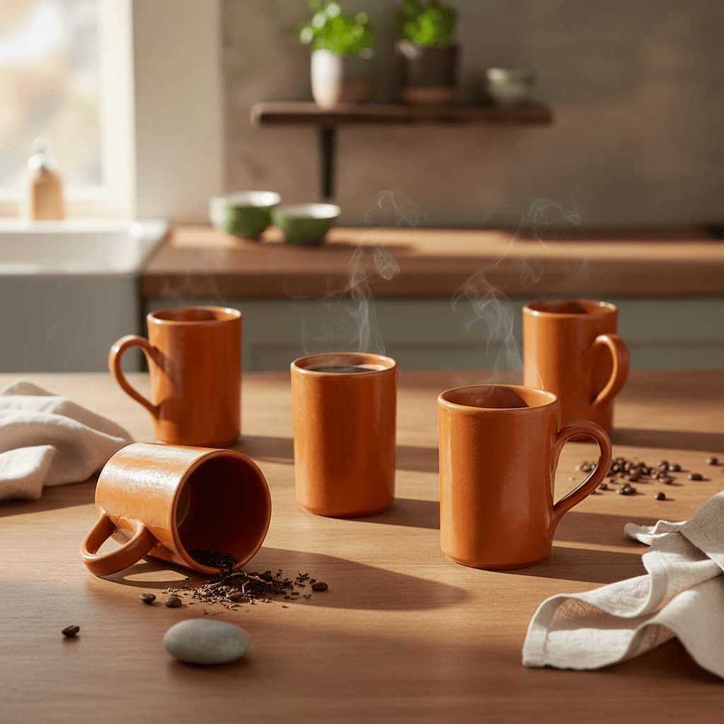 Mug en terre cuite naturelle vitrifiée Mug en terre cuite vitrifiée