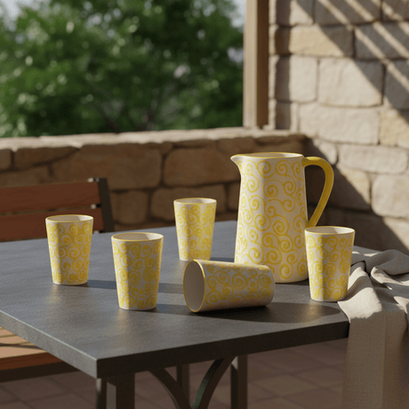 Mug Tourbillon jaune & crème en céramique artisanale Mug “Redemoinho” - Jaune