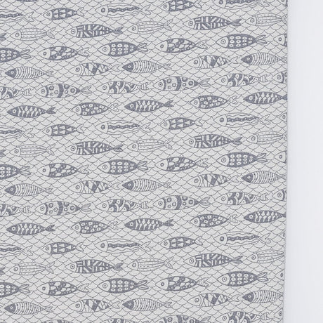 Nappe portugaise en coton motifs sardines grises Nappe en coton "Sardinhas" - Gris