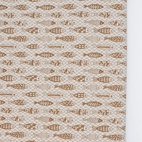 Nappe portugaise en coton motifs sardines marron Nappe en coton "Sardinhas" - Marron