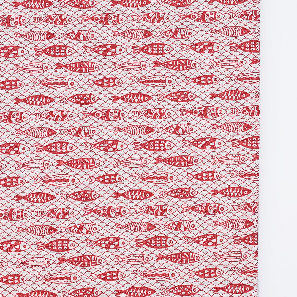 Nappe portugaise en coton motifs sardines rouge Nappe en coton "Sardinhas" - Rouge