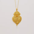 Pendentif Coeur de Viana en argent doré 8 cm I Bijoux du Portugal Coração de Viana I Pendentif en argent doré - 8cm