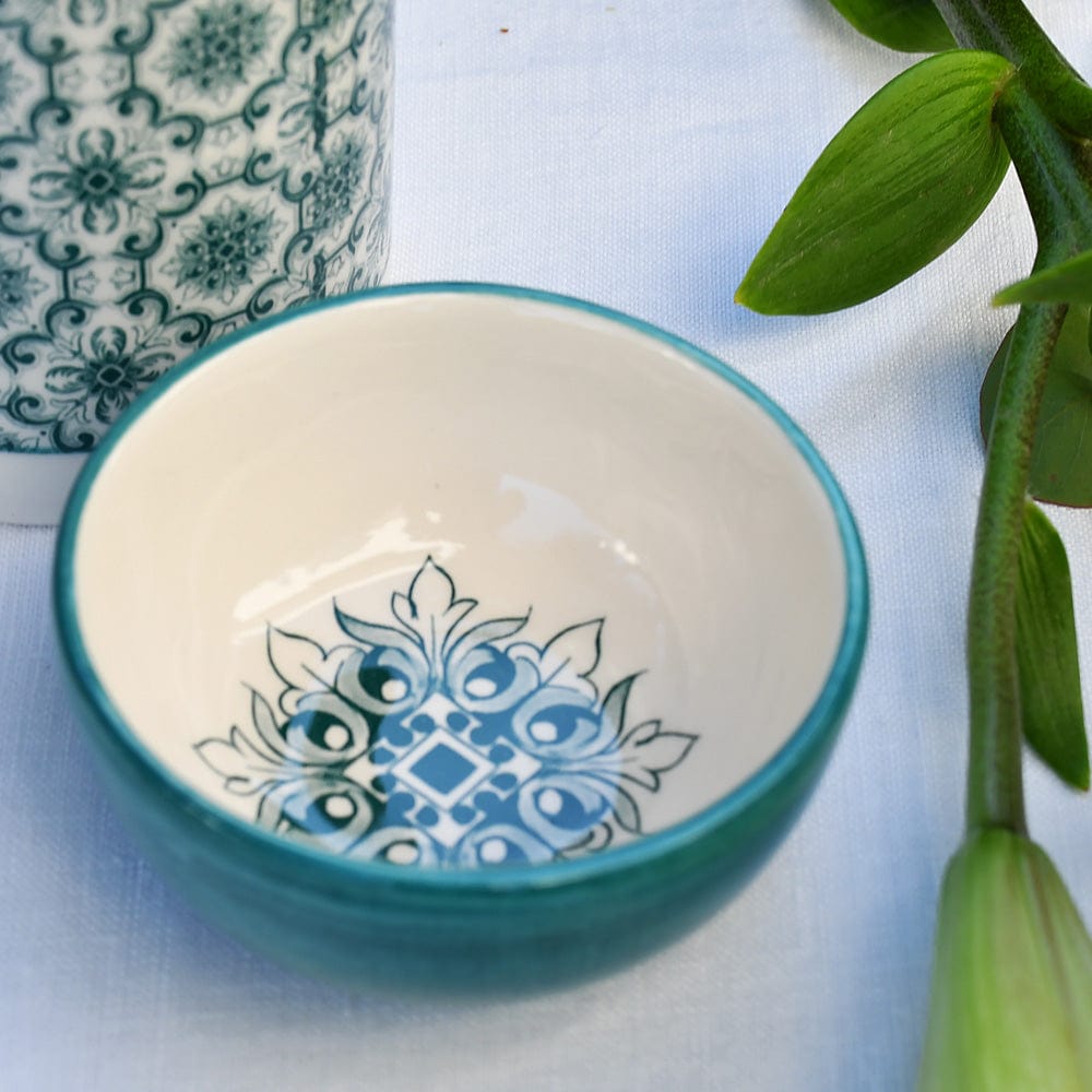 Petit bol de 8cm motifs azulejos verts portugais Petit bol en céramique "Brasão" 8cm - Vert