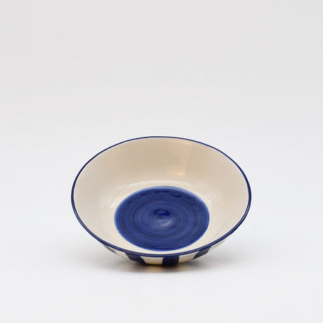 Petit bol en céramique rayé jaune et blanc Petite coupe rayée "Costa Nova Mar" - Bleu