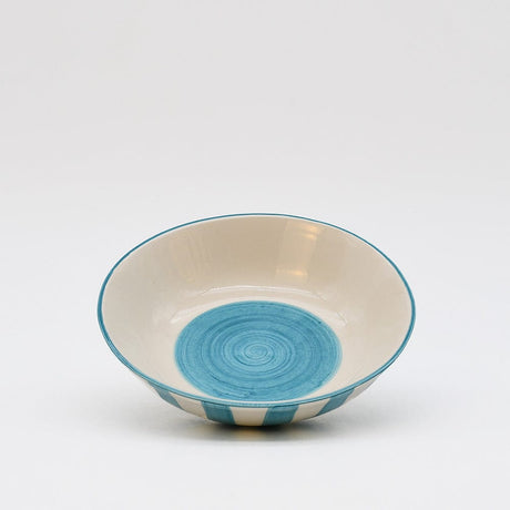 Petit bol en céramique rayé jaune et blanc Petite coupe rayée "Costa Nova Mar" - Turquoise