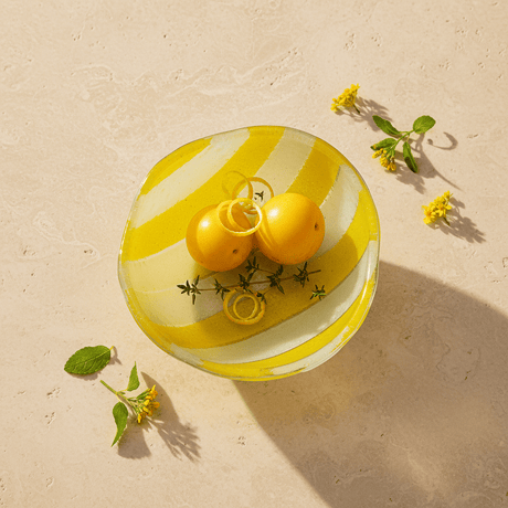 Petit bol en verre de Marinha Grande jaune & blanc I Artisanat portugais Saladier en verre "Marinha Grande" - Jaune