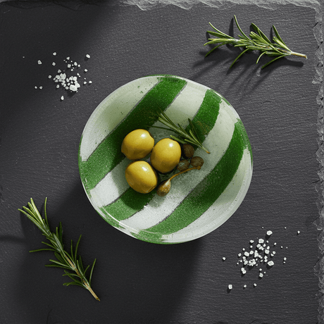 Petit bol en verre de Marinha Grande vert & blanc I Artisanat portugais Saladier en verre "Marinha Grande" - Vert