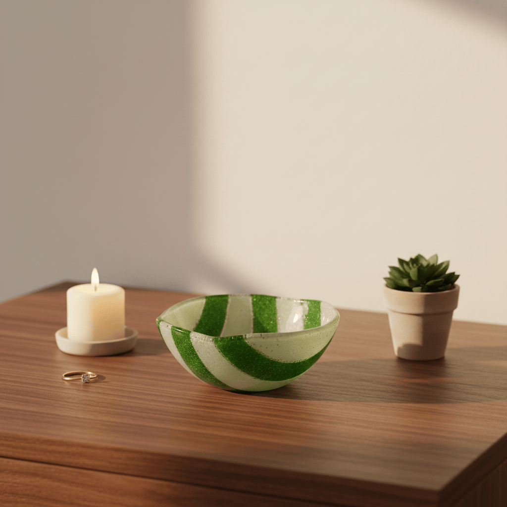 Petit bol en verre de Marinha Grande vert & blanc I Artisanat portugais Saladier en verre "Marinha Grande" - Vert