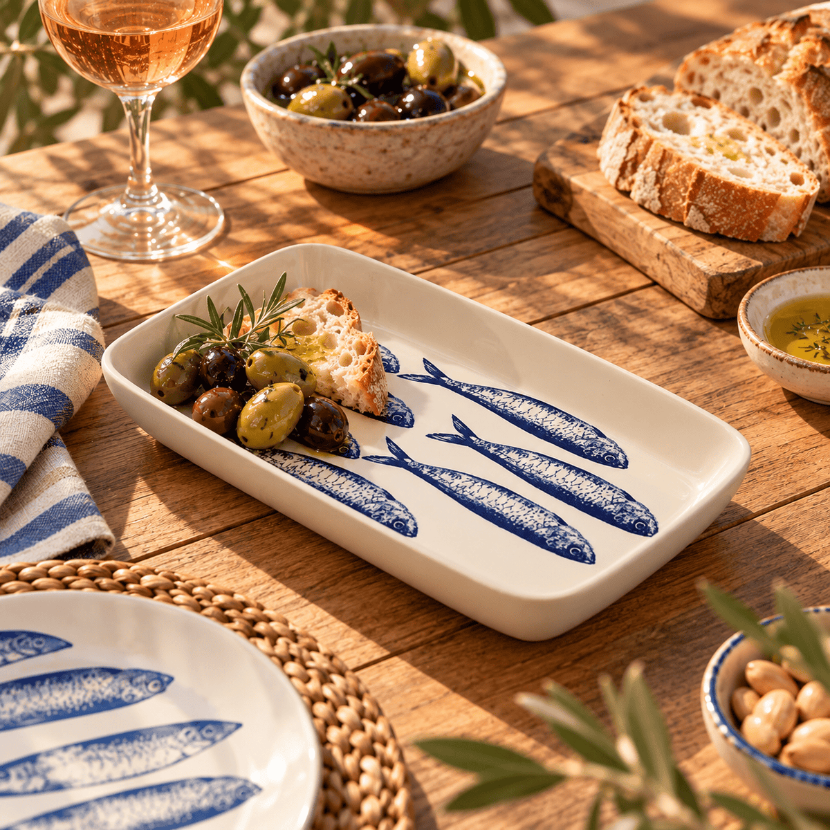 Petit plat décor sardines bleues en céramique 16 cm | Portugal Plat "Sardinhas" 16cm - Bleu