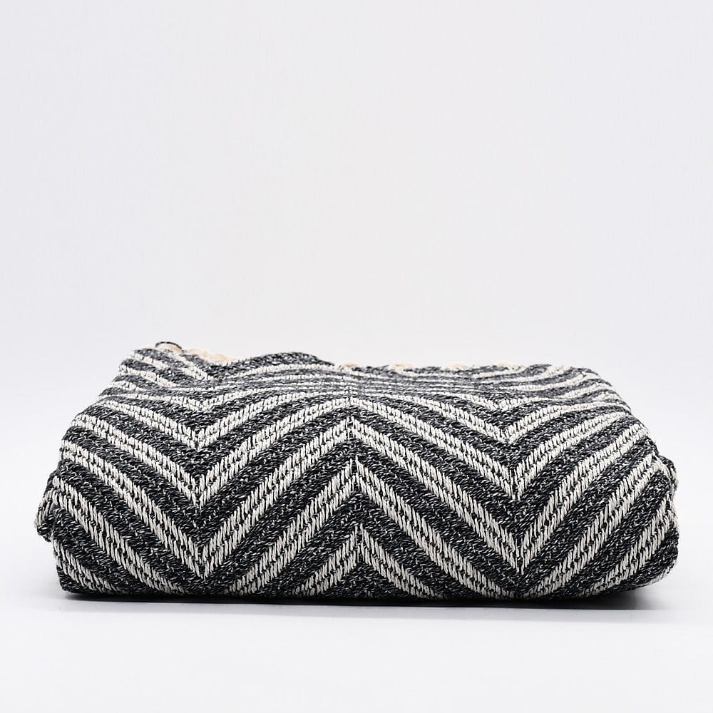Plaid à franges en coton motifs chevrons gris Plaid en coton "Espiga" - Gris