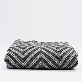 Plaid à franges en coton motifs chevrons gris Plaid en coton "Espiga" - Gris