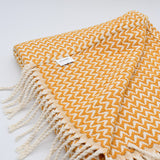 Plaid en coton bleu motifs chevrons I Artisanat du Portugal en ligne Plaid en coton "Ondas" - Orange