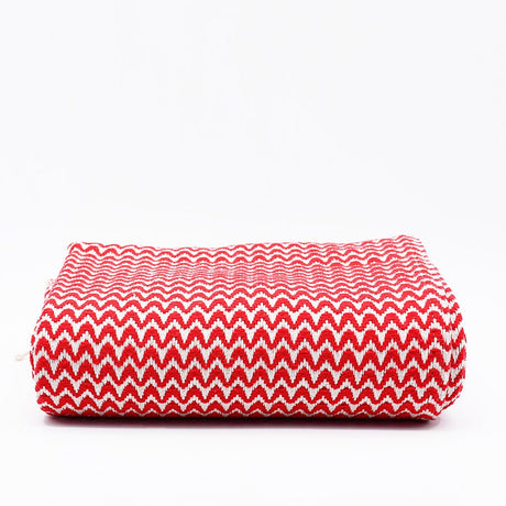 Plaid en coton bleu motifs chevrons I Artisanat du Portugal en ligne Plaid en coton "Ondas" - Rouge