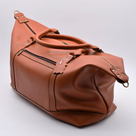 Plaid en coton bleu motifs chevrons I Artisanat du Portugal en ligne Sac de voyage en cuir - Marron clair