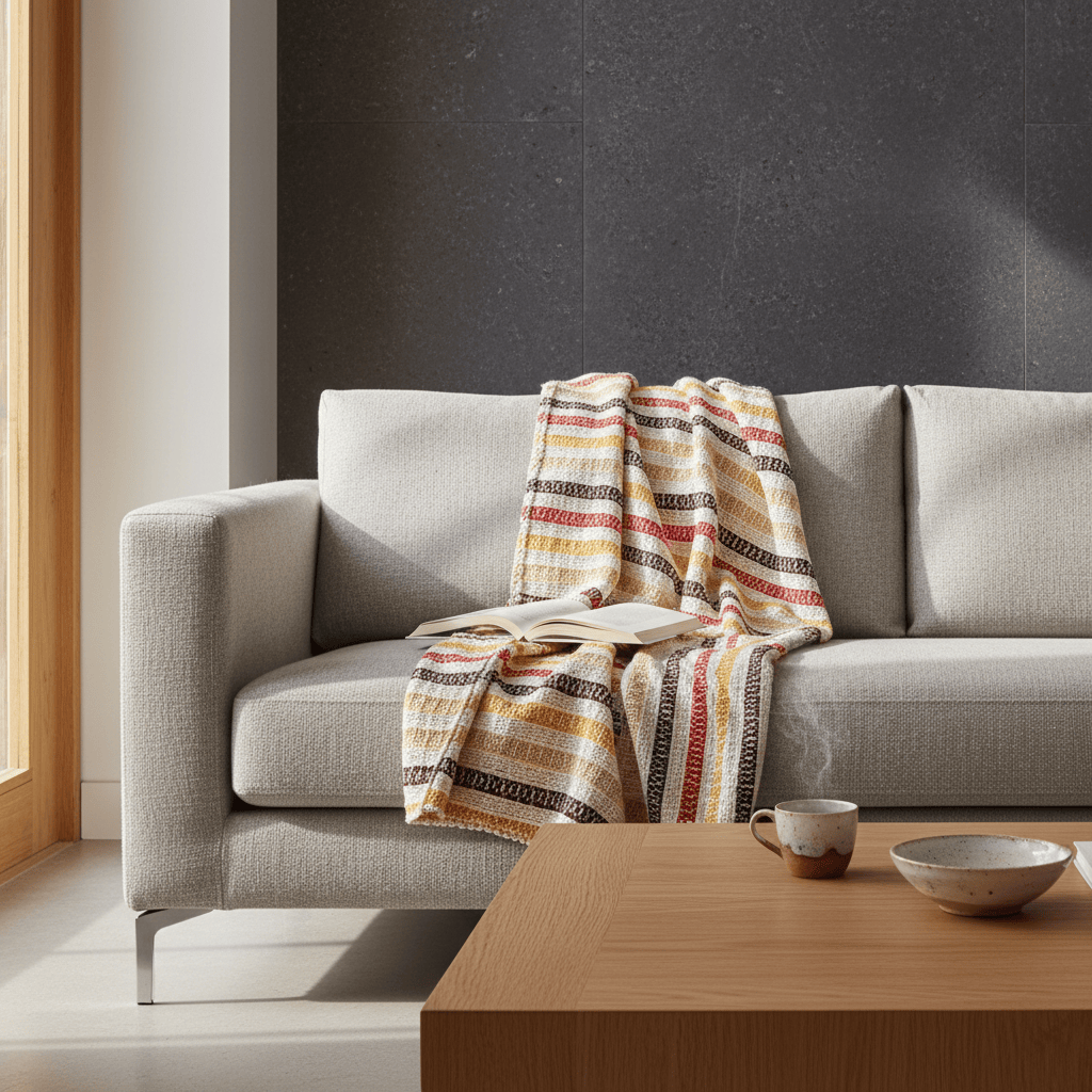 Plaid portugais couvre-lit marron 240x200 | Style de vie portugais Plaid Couvre-lit en coton 240x200 - Marron