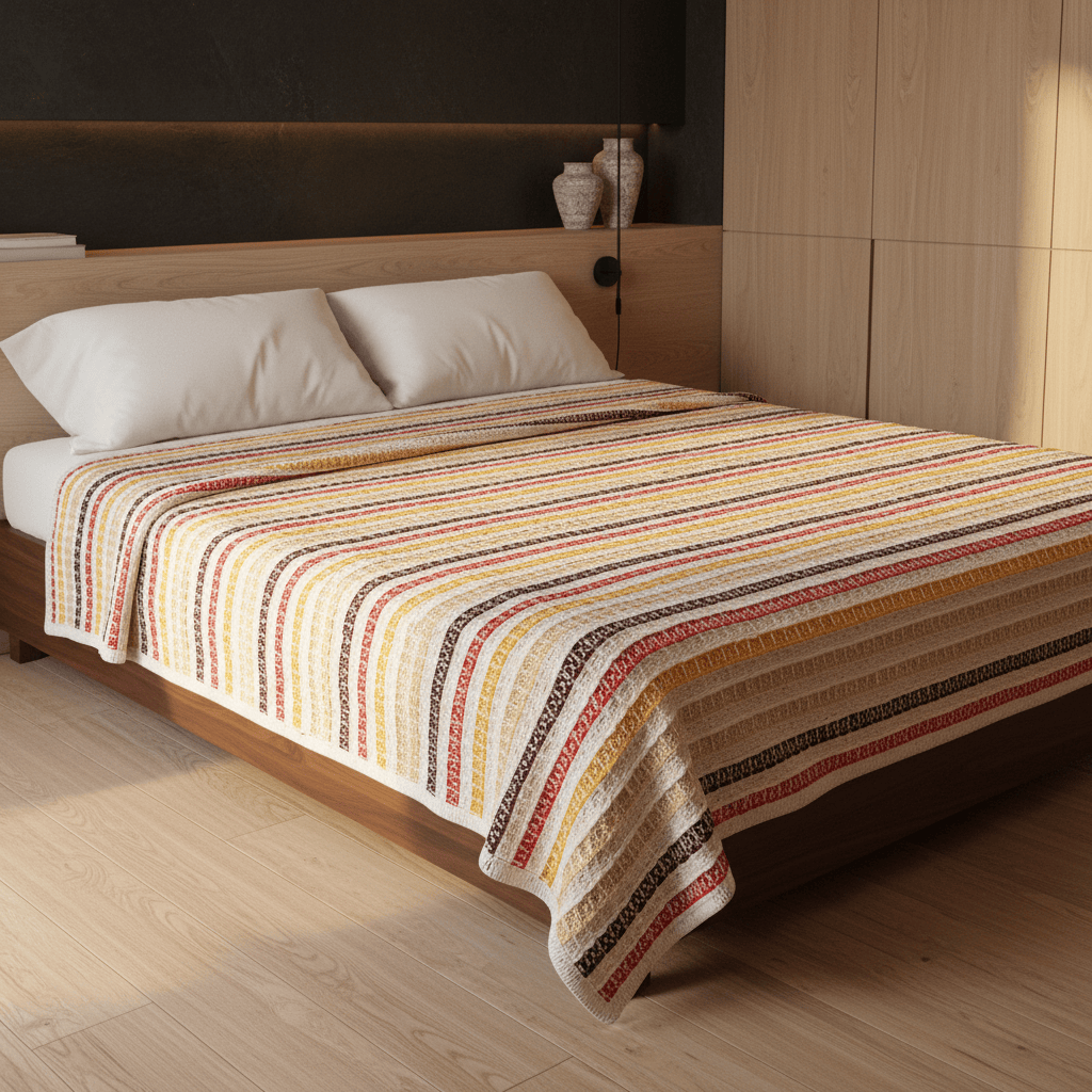 Plaid portugais couvre-lit marron 240x200 | Style de vie portugais Plaid Couvre-lit en coton 240x200 - Marron
