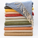 Plaids très doux en coton I Tissage artisanal Plaid en coton - 12 couleurs