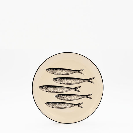 Plat apéritif céramique motifs sardinhas I Vente en ligne Assiette "Sardinhas" 20cm - Noir