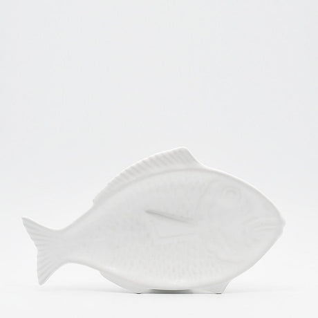 Plat en céramique rouge en forme de poisson Assiette en céramique en forme de poisson - Blanche 30cm