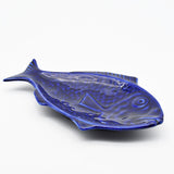 Plat en céramique bleu en forme de poisson Assiette en céramique en forme de poisson - Bleue 30cm