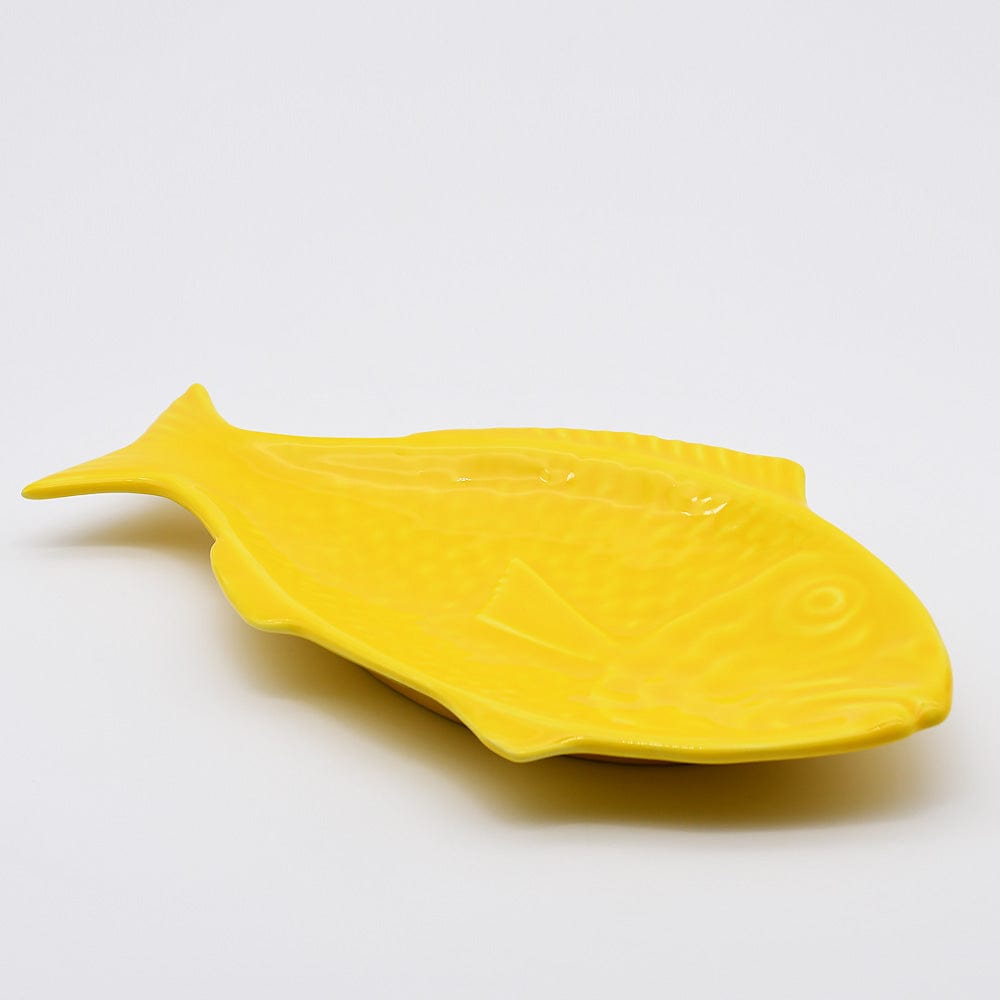 Plat en céramique jaune en forme de poisson Assiette en céramique en forme de poisson - Jaune 30cm