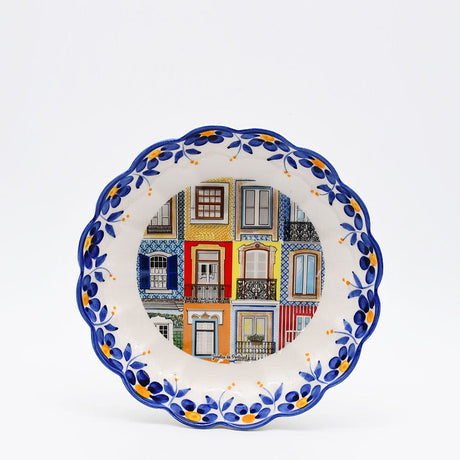 Plat en céramique traditionnel du Portugal  I bleu 24cm Plat en céramique "Janelas" - 24cm