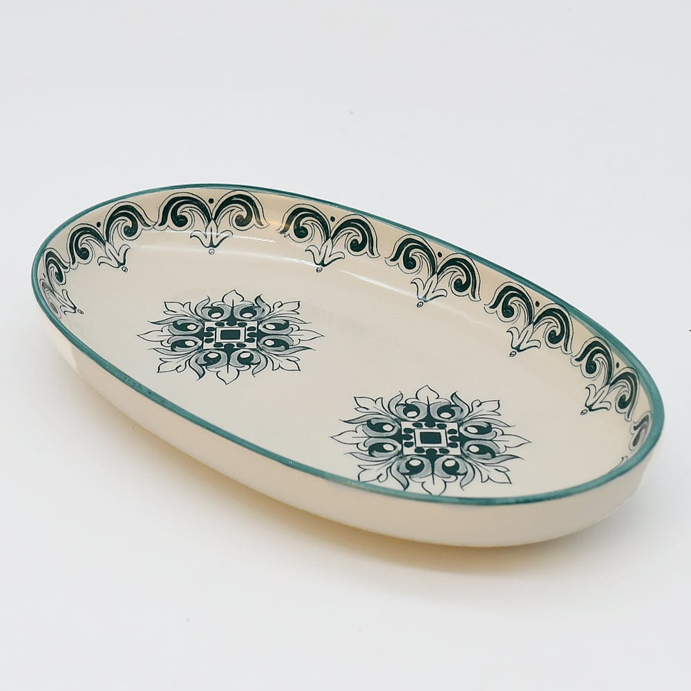 Plat ovale en céramique motifs Azulejos 19cm vert Plat ovale en céramique "Brasão" 19cm - Vert